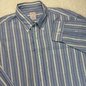 Brooks Brothers Shirt Men’s Large Button-down‎ Blue Striped Regular Fit Shirt
